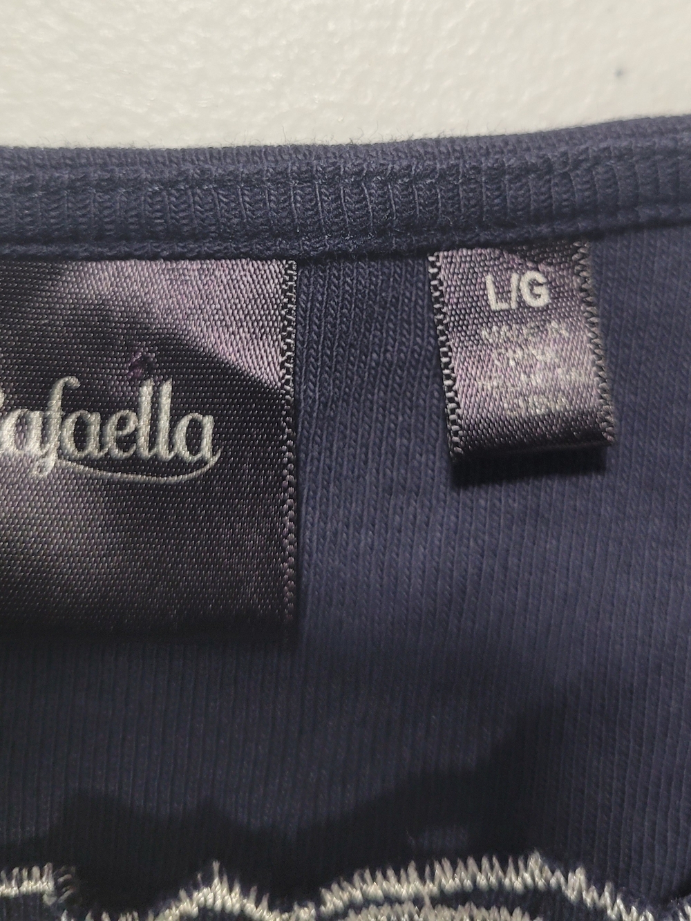 Rafaella Navy Short-Sleeve Tee with White Embroidered Yoke - Picture 2 of 3